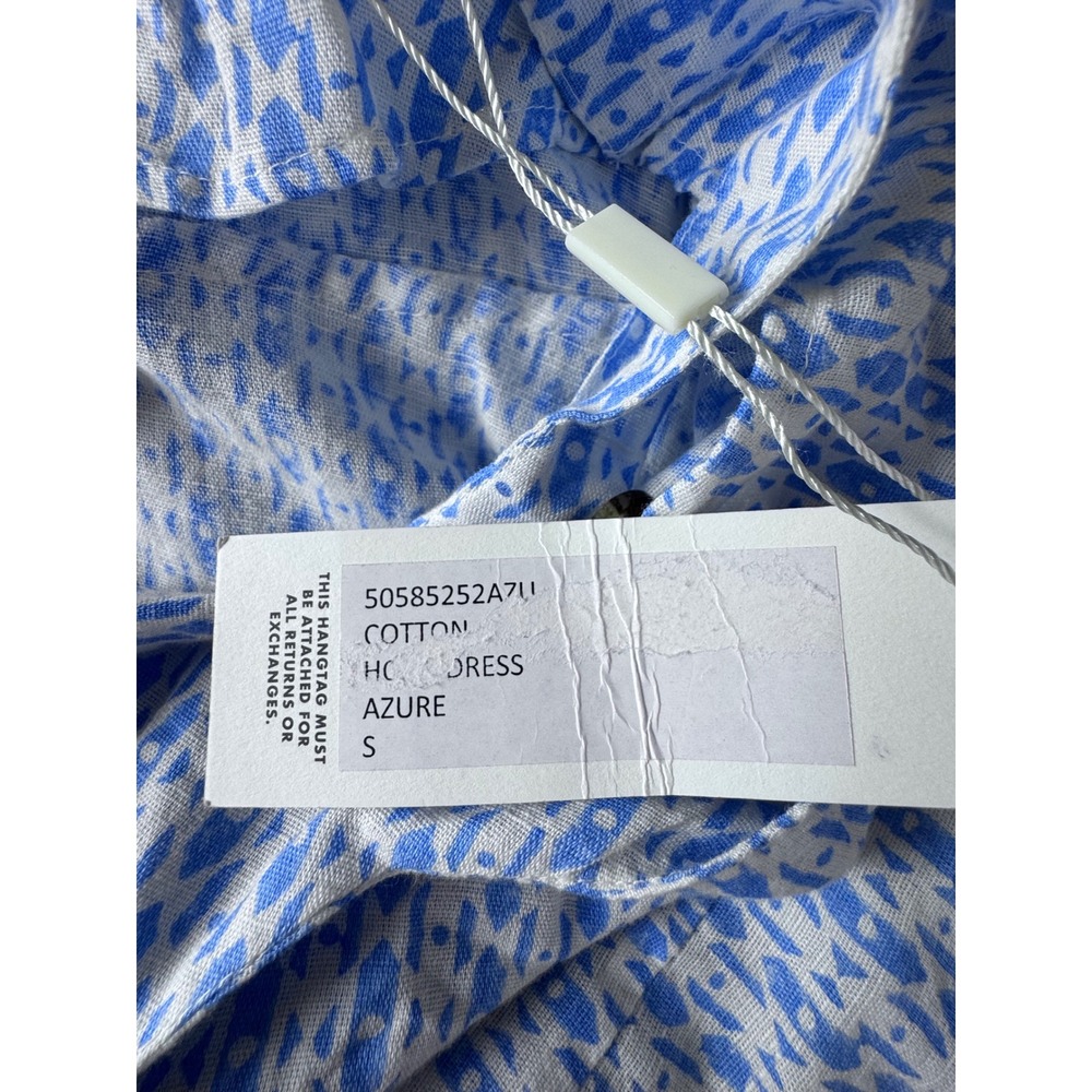 Ciao Lucia Azure Blue White Cotton Button Front Cross Back Midi Dress Small - Picture 12 of 15
